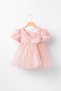 Rosalinda Baby Girl Cotton Lined Fluffy Tulle Tutu Dress with Rose Details - 2