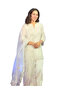 White Natural Silk Embroidered Palazzo Set with Net Dupatta - HRT7603 | White