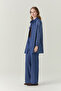 High Waist Wide Leg Minimal Blue Trousers 0136 - 6