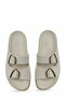 Women's Cream Genuine Leather Look Double Buckle Comfortable Daily Slippers - 3