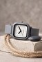 Unisex Gray Silicone Cord Square Case Minimal Wristwatch - 2