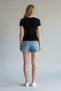 Women's Stone Embellished Stretchy Modal Fabric V-Neck Short Sleeve Black Blouse - 3
