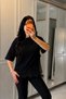 New Season Women's Short Sleeve Crew Neck Lace Detailed Viscose Stylish Blouse - 3