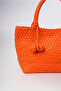 Orange Knitted Patterned Large Crossbody Handbag Daily Stylish Use 39X24X15 cm - 2