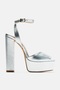 Women's Silver Matte Skin 13 cm Square Platform Thick Heeled Square Toe Thick Heel Square Toe Sandals Shoes Evening Dress Slippers Silver - 3