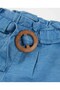 Girl's Denim Shorts with Elastic Waist and Wooden Buckle, Ages 2-8, Blue - 3