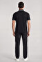 Men's Button Closure Short Sleeve 100% Cotton Black Polo Collar T-Shirt - 3
