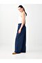 Navy Blue Regular Leg High Waist Woven Trousers with Pocket Detail - 2