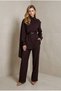 Women's Mulberry Shawl Detailed Cotton Fabric Pants Shirt Set Yy101355 - 4