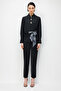 Women's Bow-Tie Waist Woven Fabric Shirt 0033 Black - 2