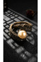 Bronze Vintage Women's Ring Authentic Margazite Worked Pearl Stripe Model Adjustable - 4