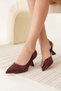 Women's Burgundy Patent Leather Heeled Shoes Fs08Ms44G - 8