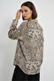 Women's Oversize Patterned Satin Green Shirt - 6