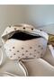 Women's White Studded Handbag Trok Detailed Baguette Shoulder Bag Soft Leather Look Stylish Bag - 3