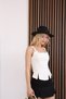 Corset Look Sectioned Design Blouse White - 2