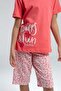 Girl's Floral Print Capri Set 2-8 Years Coral - 3