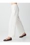 White 100% Linen Wide-Leg Lace-Up High-Waist Trousers - 6