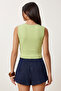 Degaje Yaka Sandy Knitted Blouse Lrn0033 Pistachio Green - 4