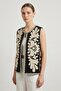 Black Women's Crew Neck Embroidered Woven Vest - 7