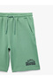 Printed, Lace-Up Waist, Textured Cotton Shorts - 6
