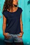 Women's Navy Blue Tshirt with Back Detail Njçt24 - 2