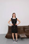 Women's Black Stylish White Collared Sleeveless Mini Dress - 4
