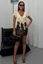 Women's Lace Crop Blouse V Neck Ruffle Lace up See-Through Summer Chic Blouse - 4