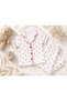 Girl's Heart Patterned Short Sleeve Pajama Set, White, Soft Textured, 1-2-3 Years Old - 3