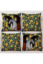 Floral Patterned 4-Piece Luxury Throw Pillow Cover Set with Horse Figures - 2
