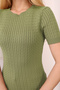 Round Neck Short Sleeve Hair Braided Corduroy Accordion Summer Spring Knitwear Blouse - 2