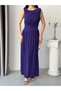 Plum Waist Detailed Draped Sleeveless Dress - 5