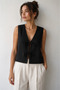 Sleeveless Tie-Front Kimono Black Tunic – Oversize, New Season, Comfortable Fit, Stylish Design - Black - Sevde Ugur - 3