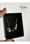 Double Name Necklace Steel Name Zircon Plated Chain Italic Font Elegant Design - 3