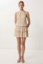 Halter Neck Layered Mini Crinkle Knitted Dress Lfw0022 Cream - 2