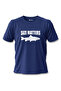 Size Matters Humorous Fish Printed 100% Cotton Unisex Navy Blue T-Shirt