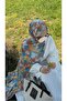 Cotton Garden Pattern Shawl-Orange