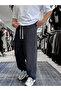 Black Basic Washable Pipe Leg Sweatpants Es-80-30 - 2