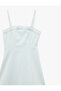 A-Line Square Neck Sleeveless Mini Denim Dress with Rope Straps - 6