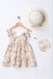 My Little One's Girls' Dress with Leaf Pattern Hat - Brown - 2
