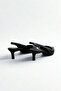 Black Patent Leather Open Back Low Heel Stiletto F310 - 4