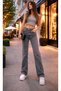 Catherina Women's Smoked Casual Palazzo Wide Leg Jean Power Lycra Women's High Waist Pants - 2