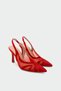 Denz Stoned Transparent Detailed Women's Red Heeled Shoes - 2