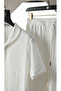 Men's White Short Sleeve Wrinkled Fabric T-Shirt and Sweatpants Set Combination - 4