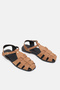 Honey Buckle Detailed Flat Sole Women's Black Suede Sandals - 6