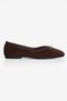 Women's Suede Ballerinas with Gold Detail and Staple Accessories, Casual and Stylish, Avelis Brown - 2