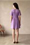 Women's Regular Fit Crew Neck Cotton / Elastane Short Sleeve Lilac Dress Claudia - 4