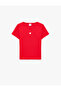 Heart Detailed Camisole Crew Neck Short Sleeve Cotton T-Shirt