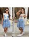 Girl's Asymmetrical Bow Detailed Plaid Skirt - Printed T-Shirt Two-Piece Set for Holidays - Graduation 2-Piece Combination - 3