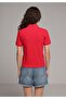 Slim Fit Polo Neck Plain Women's Red Short Sleeve T-Shirt - 2