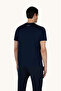 Men's Regular Fit Round Neck Logo Printed Short Sleeve Navy Blue T-Shirt - 4